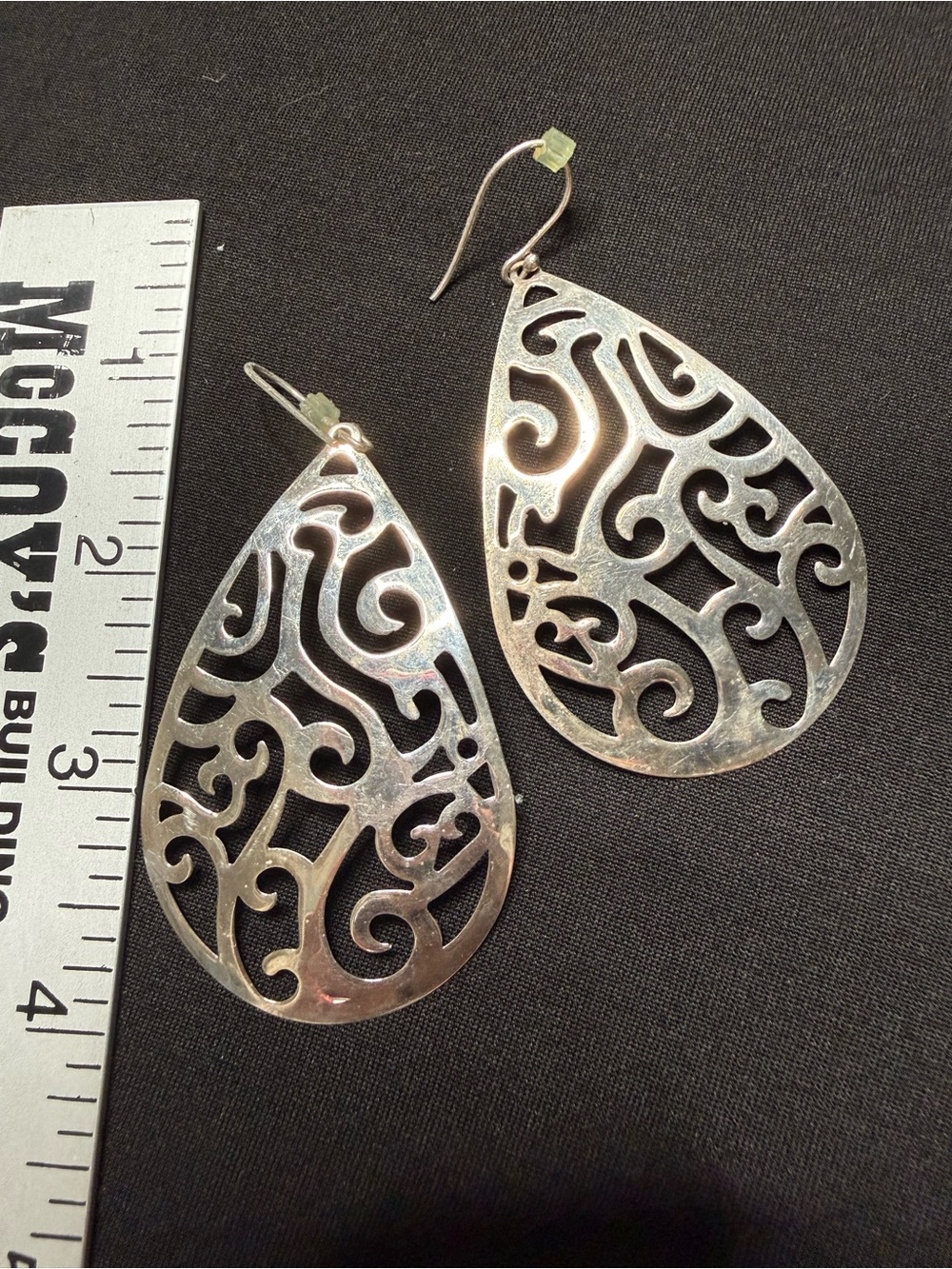 Sterling Silver 925 Teardrop Filigree Dangle Earrings Hook Closure